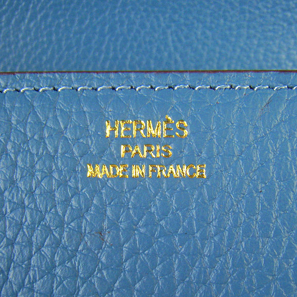 7A Hermes Oxhide Leather Message Bag Middle Blue H017